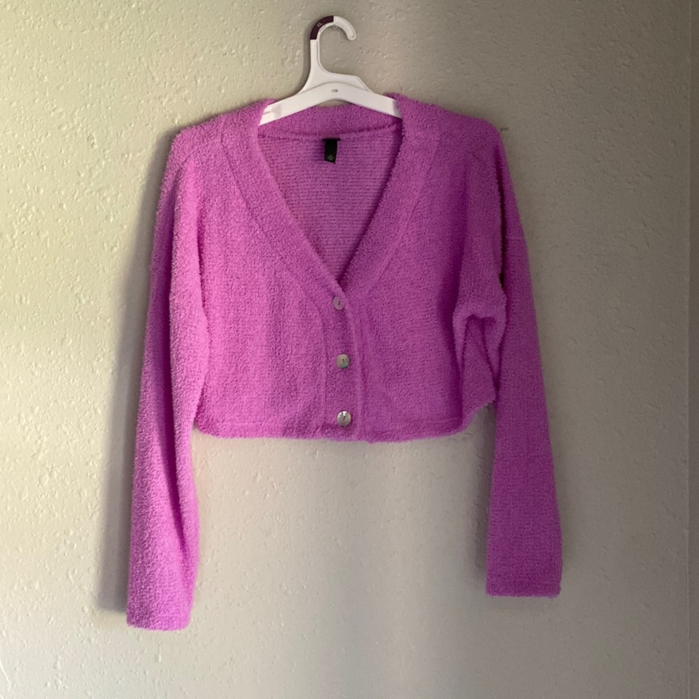Target pink fuzzy cropped cardigan